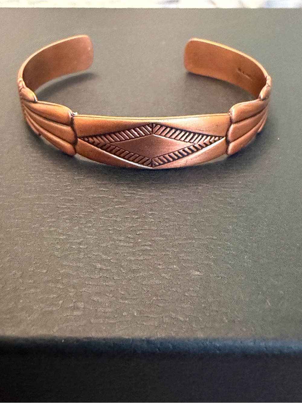 Stamped Copper Cuff Bracelet - Geometric Center